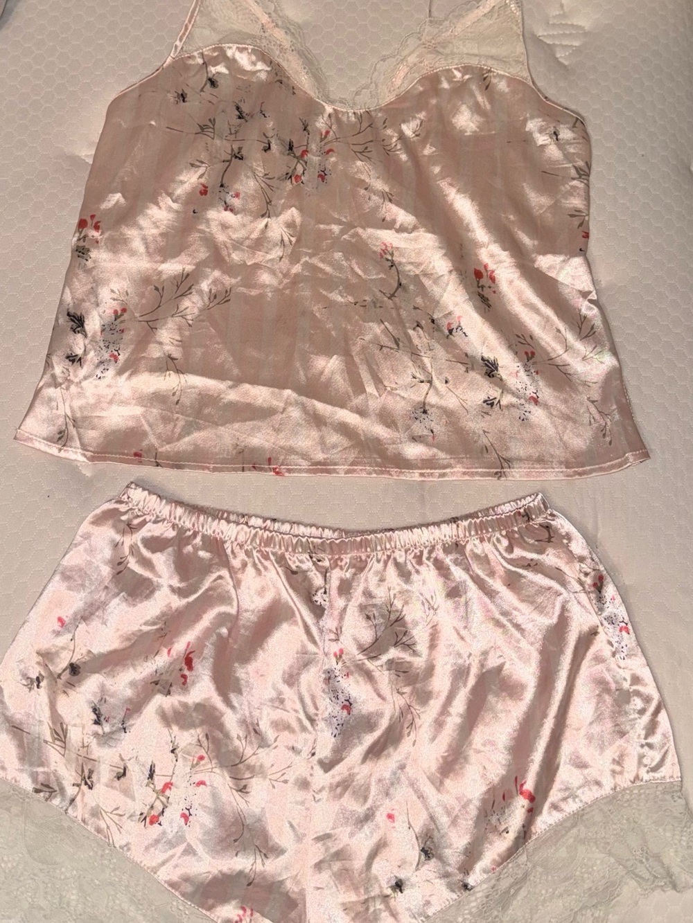 1. SHEIN Pink Floral Lace-Trim Cami & Short Sleep Set